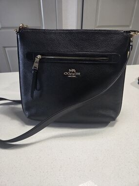 COACH Pebbled Leather Crossbody Bag in Black